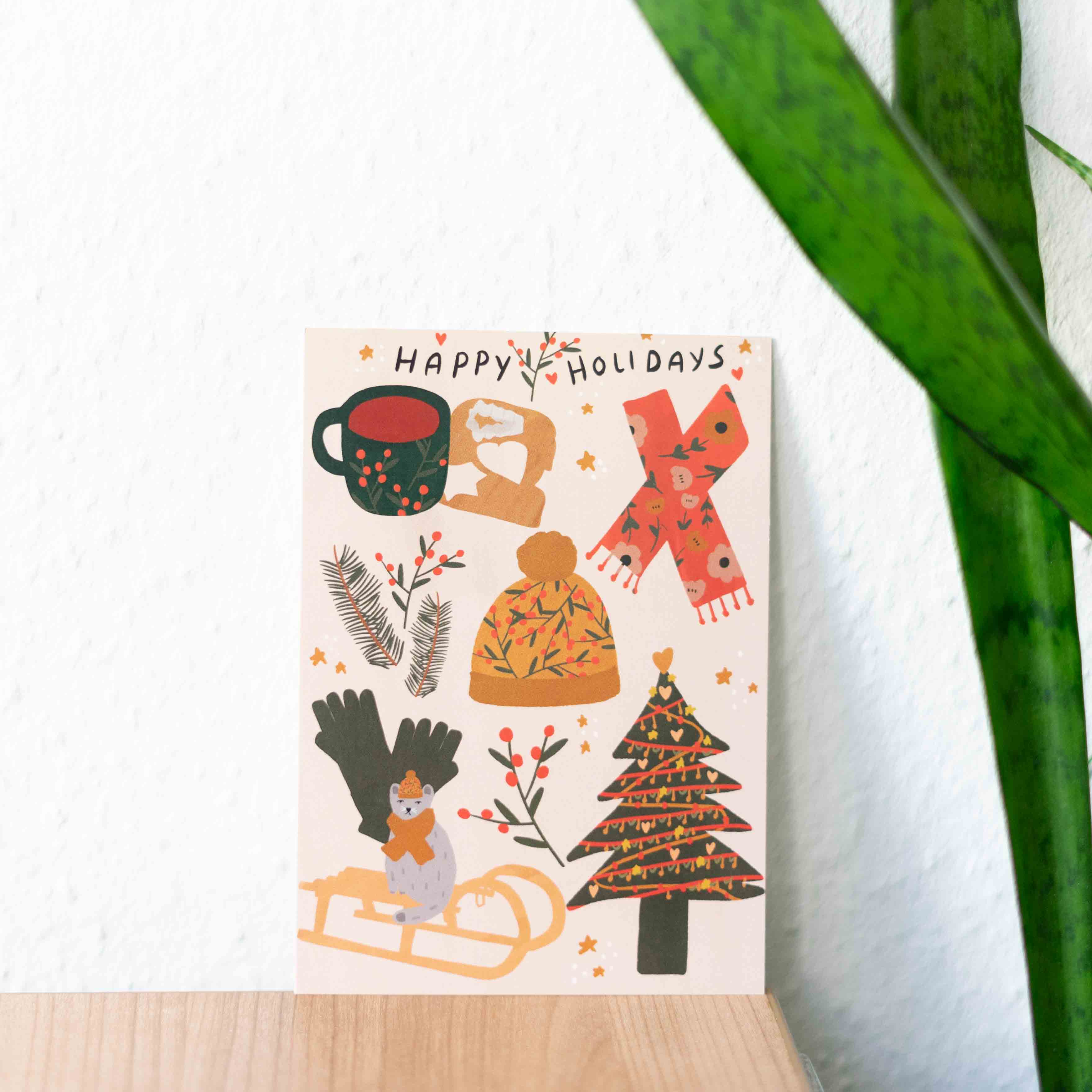 Happy Holidays A6 Postkarte