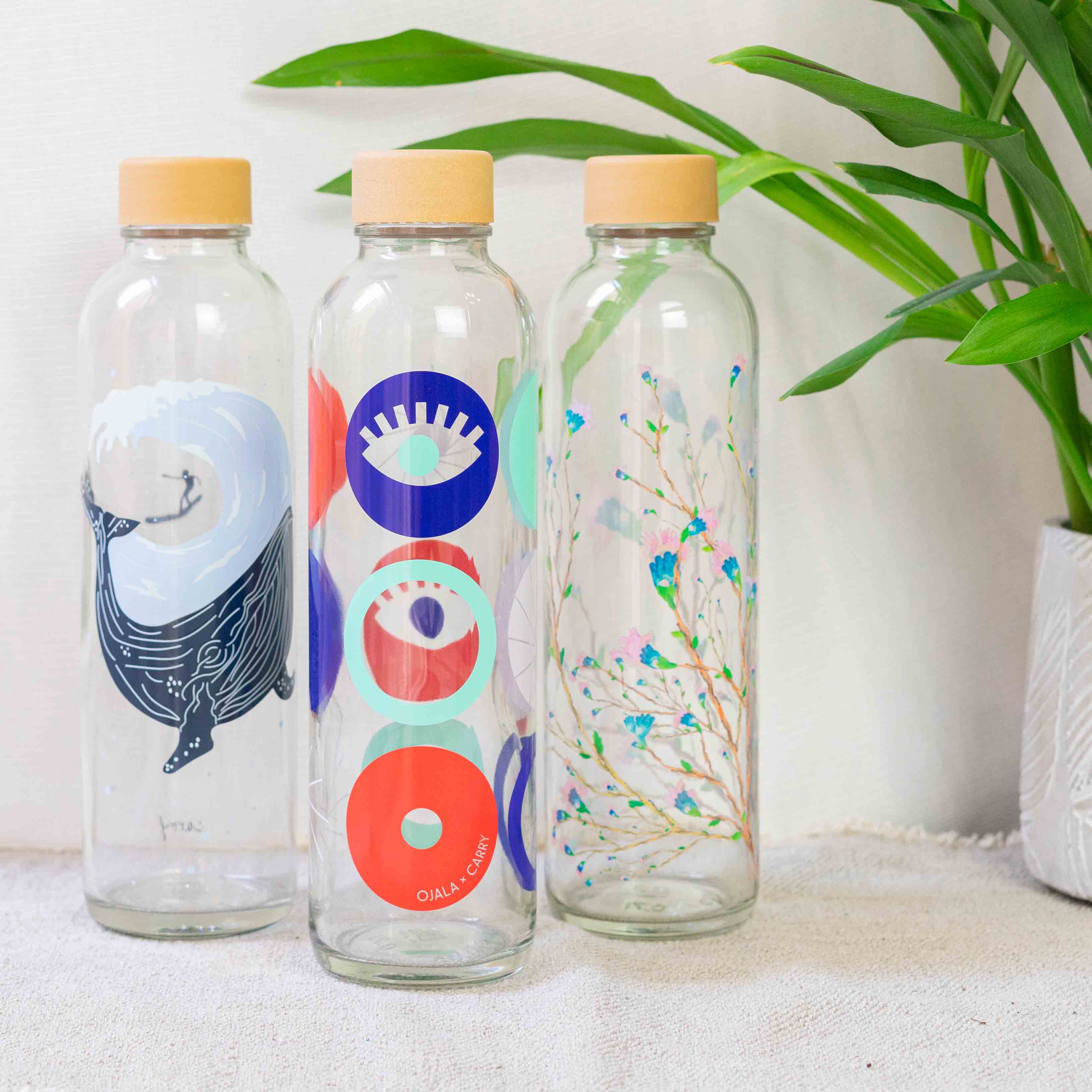 Nachhaltige Carry Glasflasche als Trinkflasche – B-Ware mit kleinem Makel, umweltfreundlich und wiederverwendbar