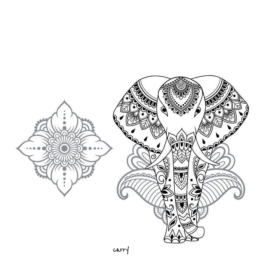 Motiv für Glastrinkflasche mit Elefant und Mandala