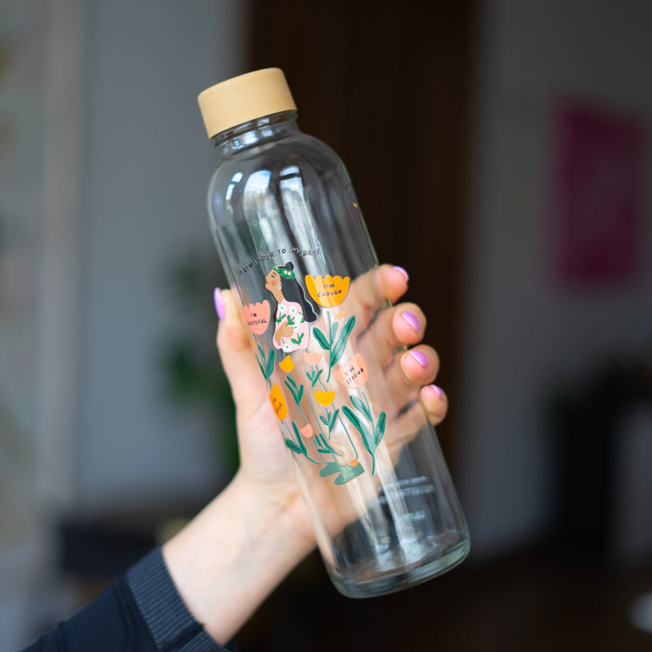 Reminder to myself Trinkflasche aus Glas 0,7L und 1L für unterwegs und Zuhause