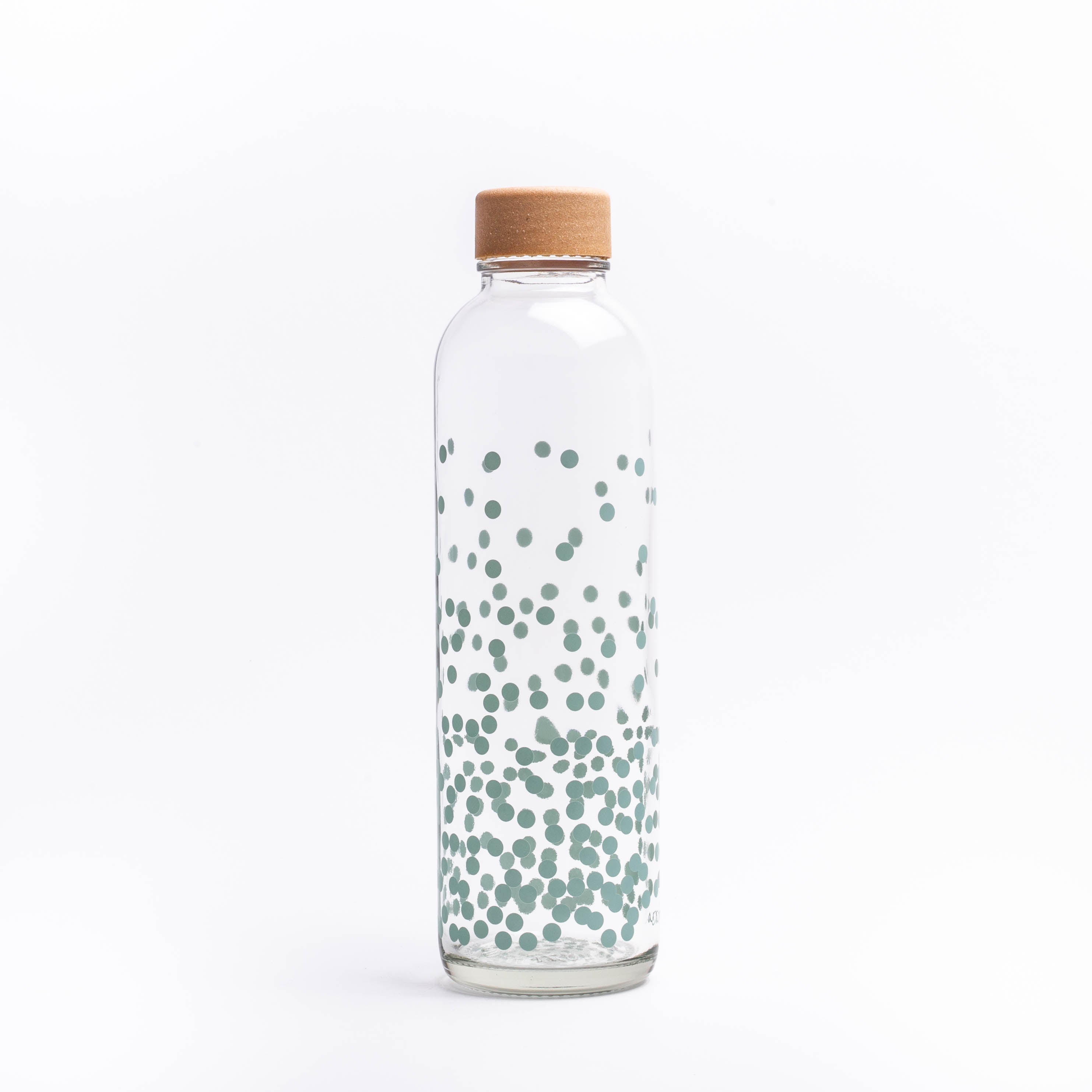 Glastrinkflasche mit blauen Punkten