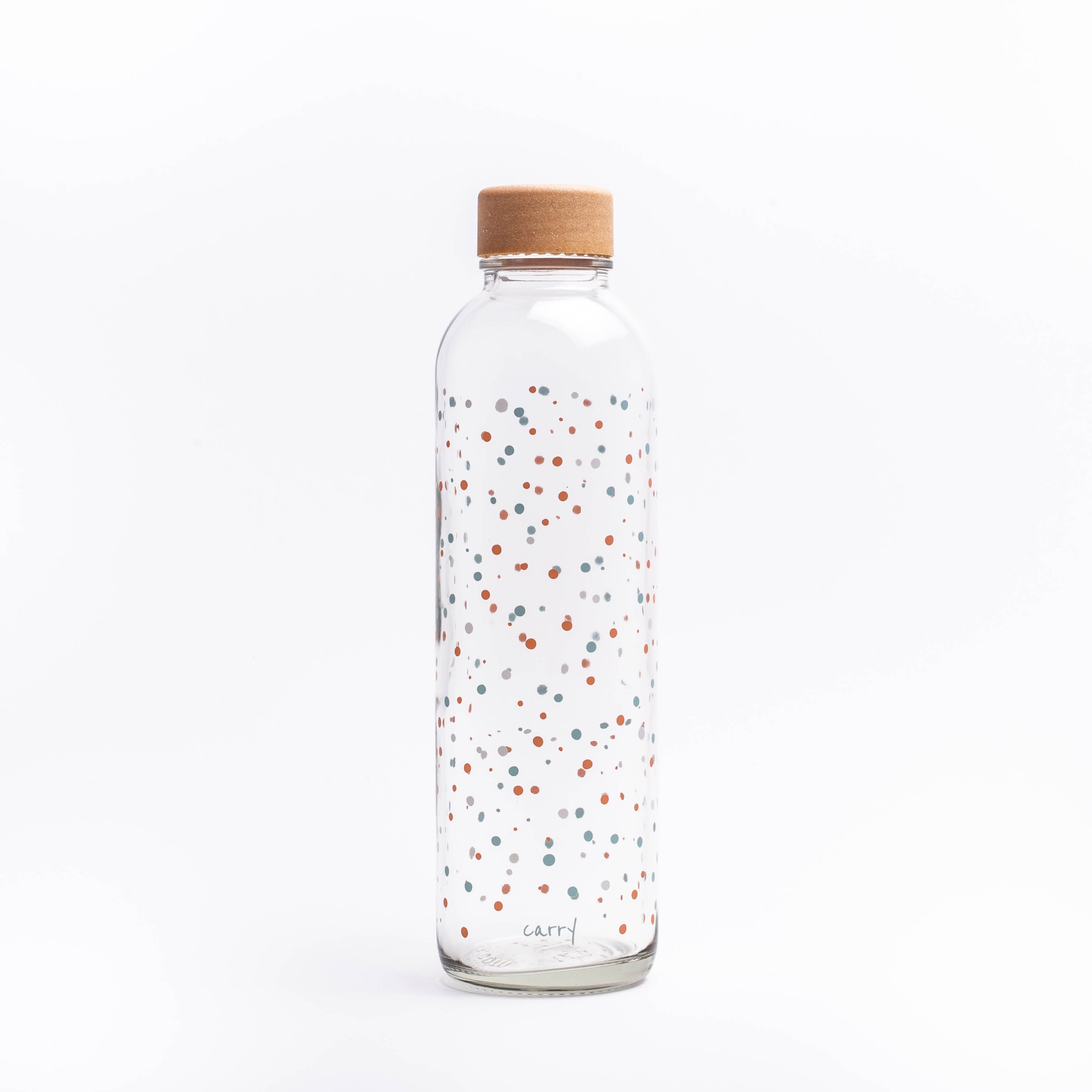 Glastrinkflasche mit bunten Punkten
