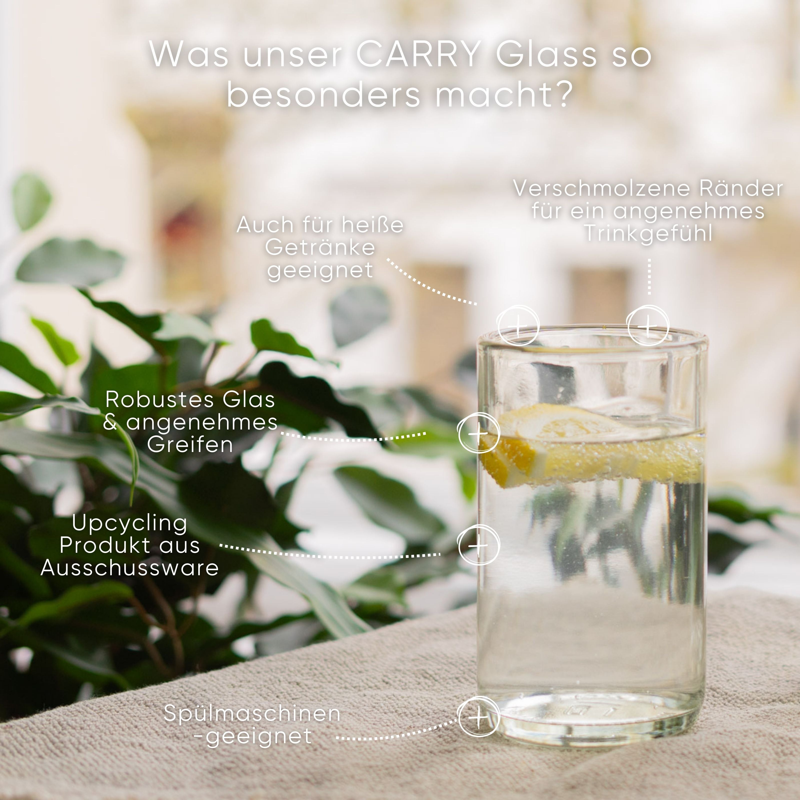 CARRY GLASS 300 ml drinking glass set of 4 - UPCYCLING