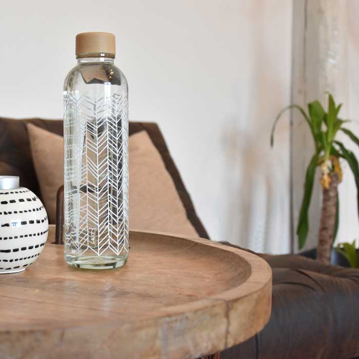 Structure of Life CARRY Trinkflasche aus Glas mit skandinavischem weißem Design