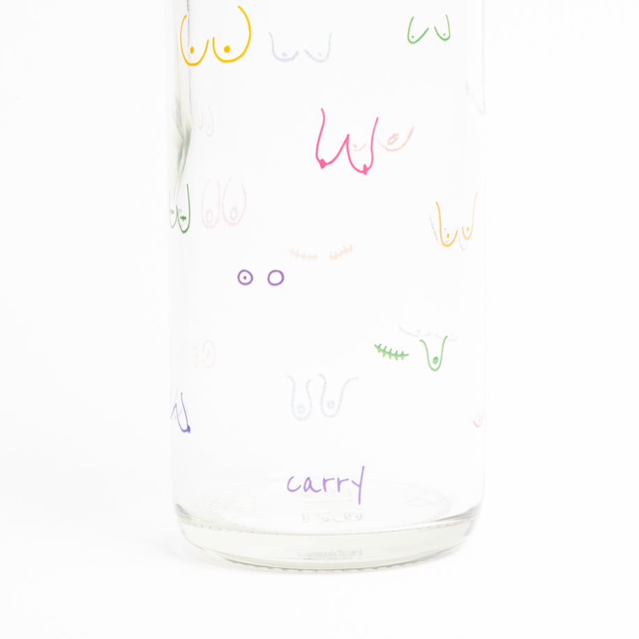 Boobies CARRY Trinkflasche aus Glas mit Spendenanteil und robustem Flaschenboden