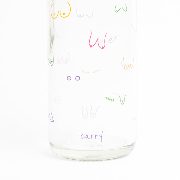 Boobies CARRY Trinkflasche aus Glas mit Spendenanteil und robustem Flaschenboden