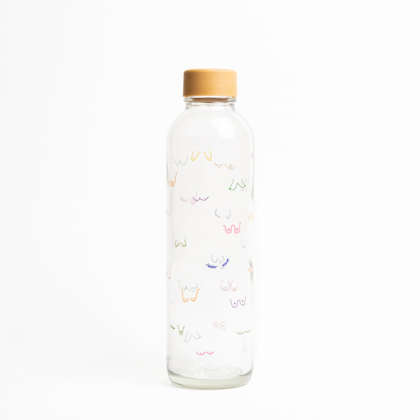 Boobies CARRY Glasflasche mit nachhaltigem Schraubverschluss spendet 1€ für Brustkrebsvorsorge