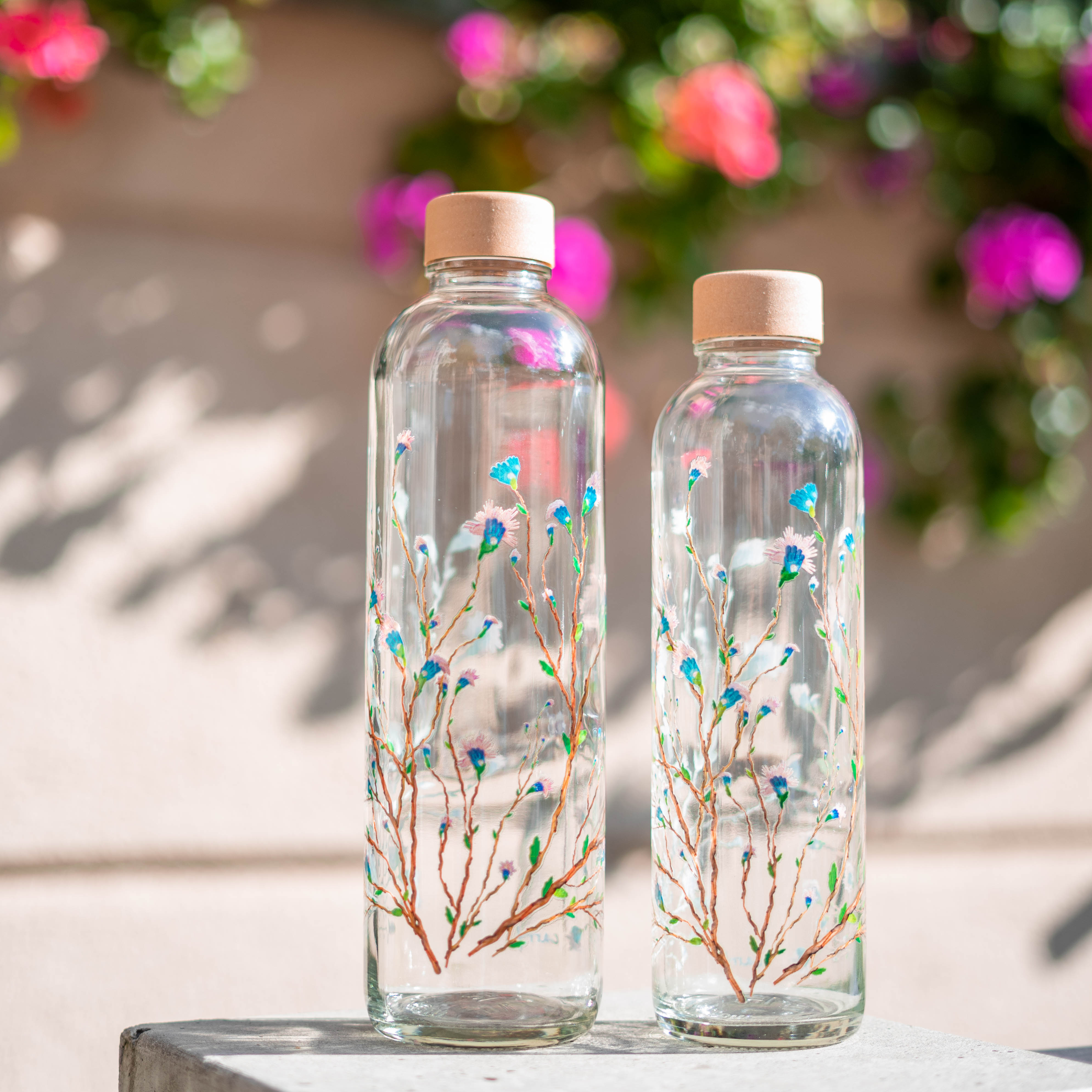 Hanami Trinkflasche aus Glas 0,7L und 1L für unterwegs und Zuhause