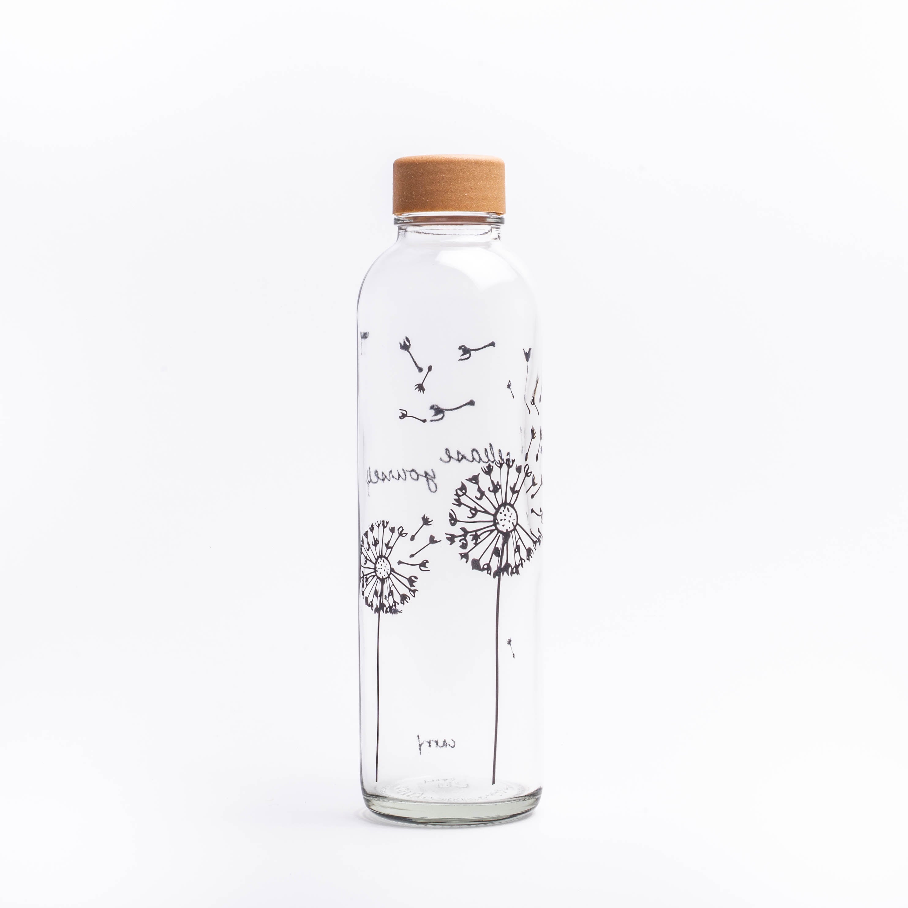 Rückseite der Glastrinkflasche mit Spruch Release Yourself