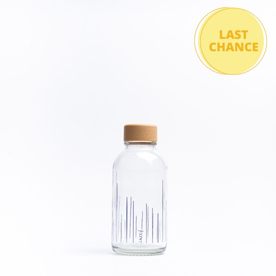 Last Chance CARRY Rise Up 0,4L Trinkflasche aus Glas mit blauem Motiv 