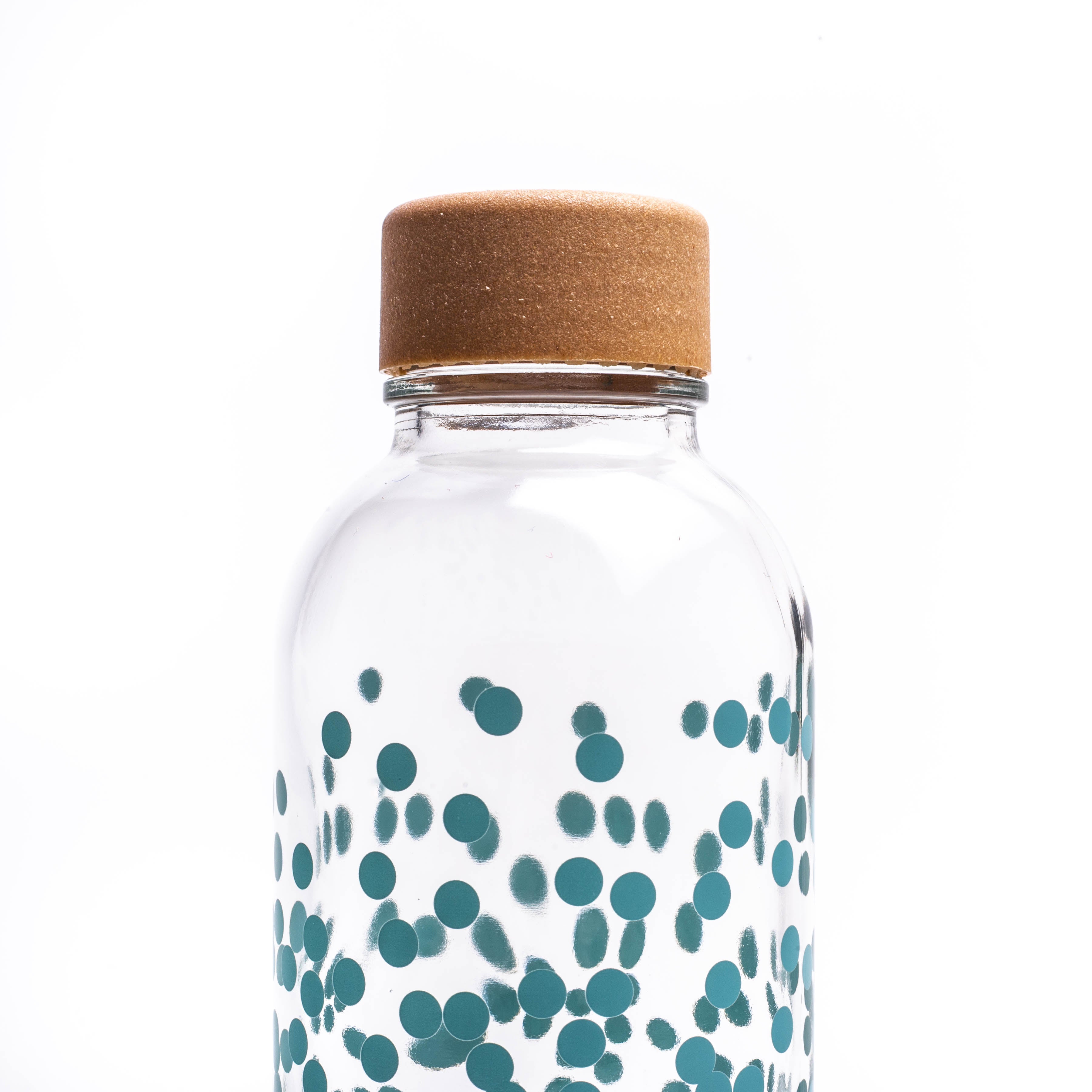 Pure Happiness Trinkflasche aus Glas 0,4L in farbenfrohem blau mit nachhaltigem Schraubverschlusst