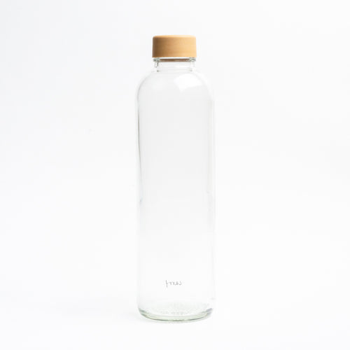 Pure CARRY Glasflasche mit schlichtem Logodruck und nachhaltigem Schraubverschluss