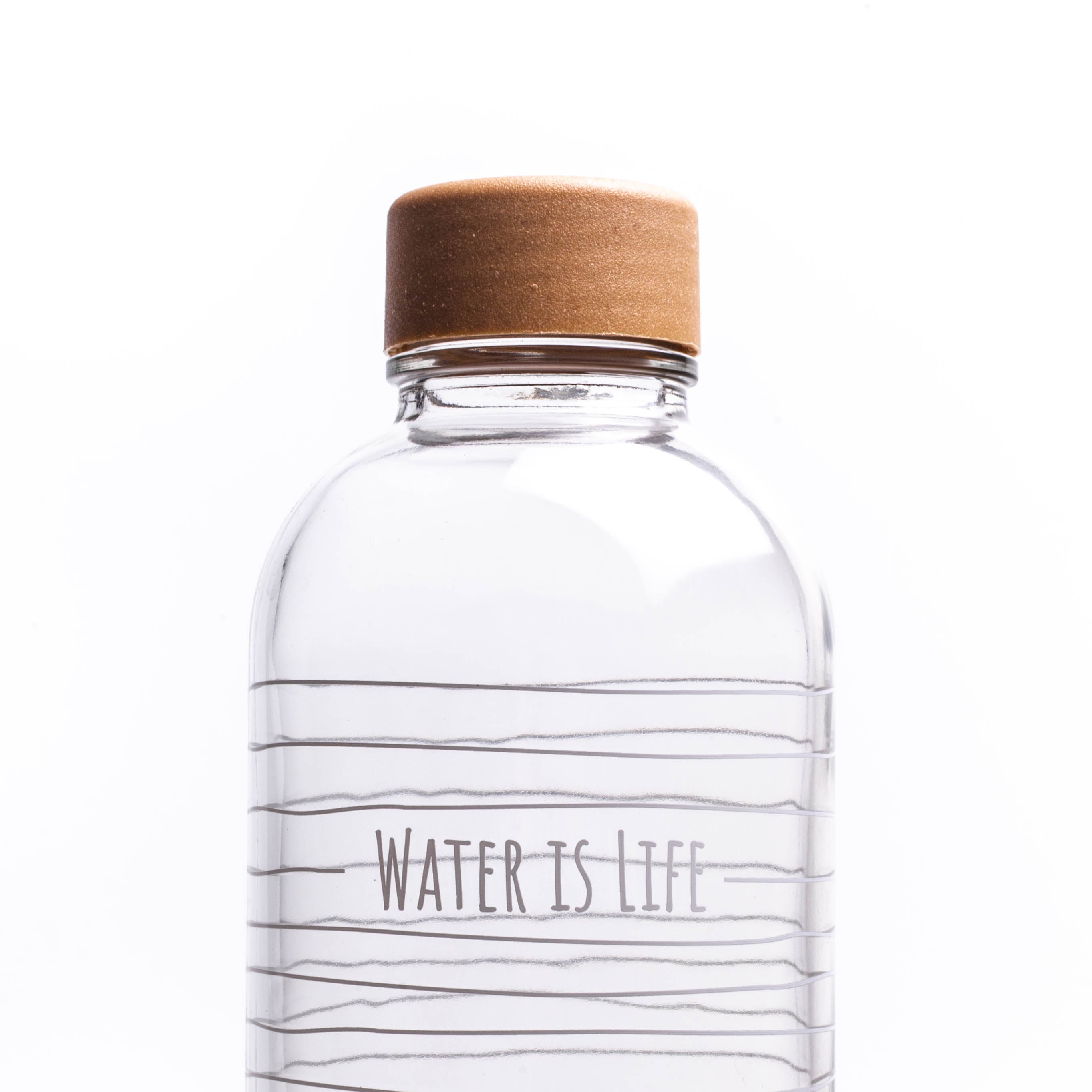 Water is Life CARRY Glasflasche mit nachhaltigem Schraubverschluss