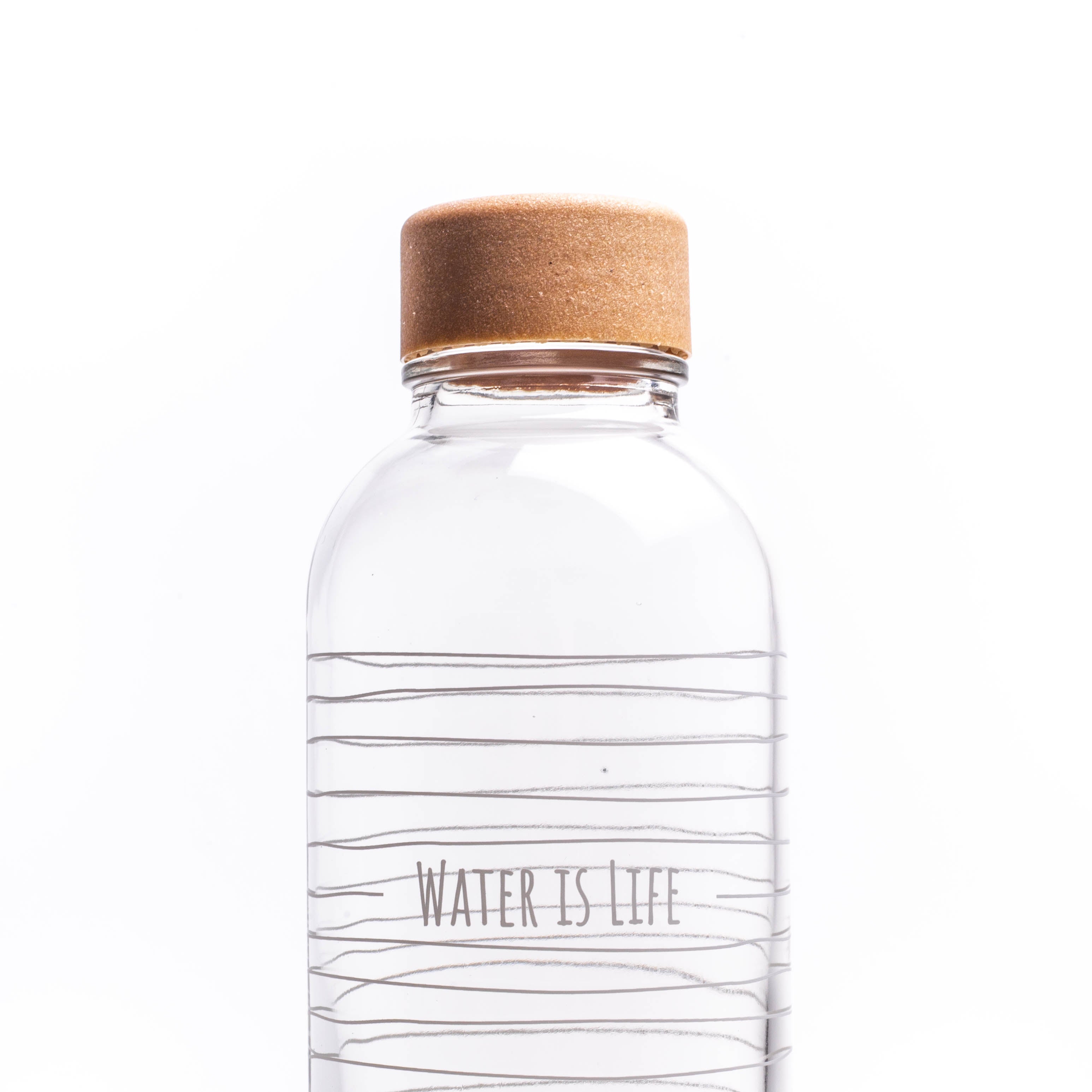 Water is Life 1L CARRY Glasflasche mit nachhaltigem Schraubverschluss